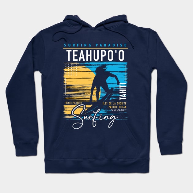 Retro Teahupo'o Tahiti Surfing // Surfers Paradise // Surf Tahiti Hoodie by SLAG_Creative